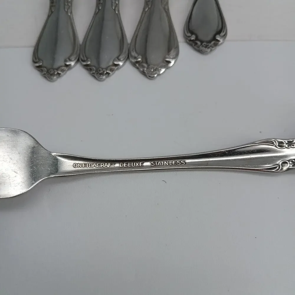 5X DF CHATEAU by ONEIDACRAFT DELUXE Stainless DINNER FORKS SCROLL FLORAL